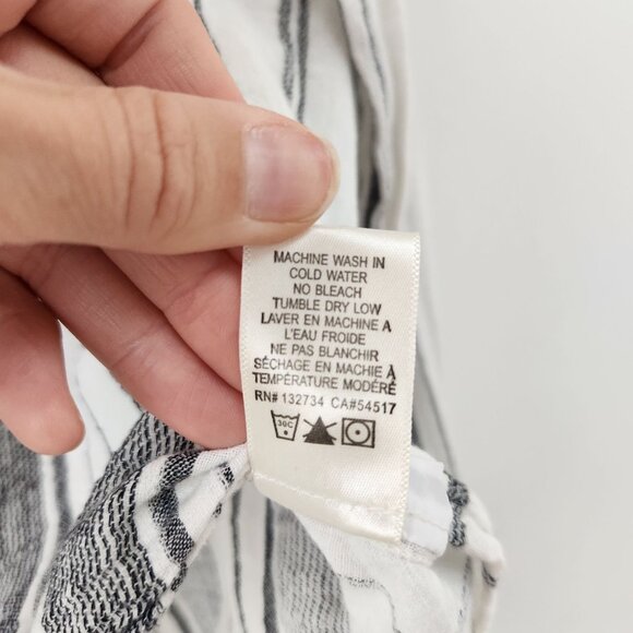 Anthropologie Cloth & Stone Linen Blend Striped Tie-Front Button Down Shirt S - Picture 8 of 9